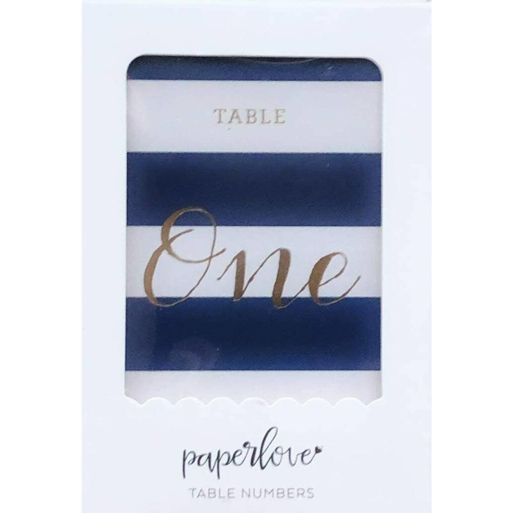 Paper Love Elegant Table Number Cards Navy Blue & Ivory Gold Foil Print Numbered